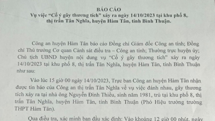 Phó Hiệu trưởng Trường THPT ở Bình Thuận bị đánh phải nhập viện cấp cứu