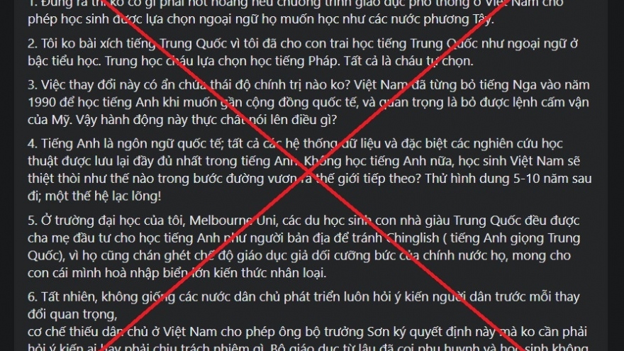 Đề nghị xử lý sai phạm xuyên tạc về quyết định phê duyệt SGK tiếng Trung Quốc