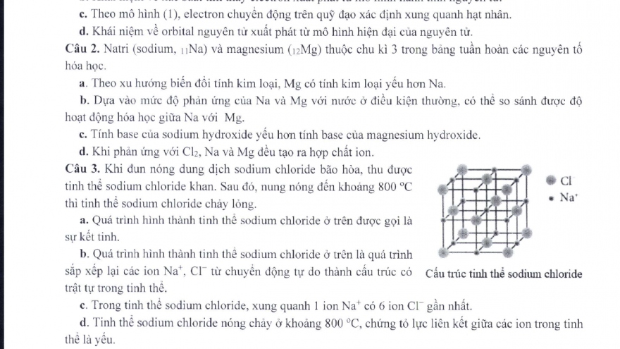 Thi tốt nghiệp THPT từ năm 2025: Đề thi minh họa môn Hóa học