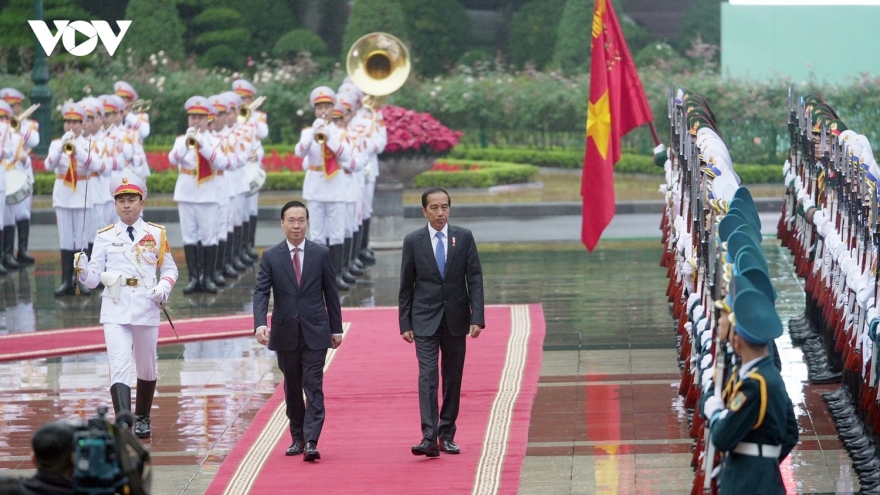 Toàn cảnh lễ đón Tổng thống Indonesia thăm cấp Nhà nước tới Việt Nam