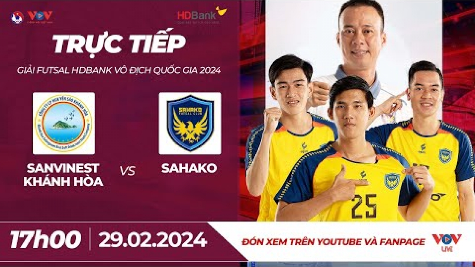 Xem trực tiếp Khánh Hòa vs Sahako - Giải Futsal HDBank VĐQG 2024