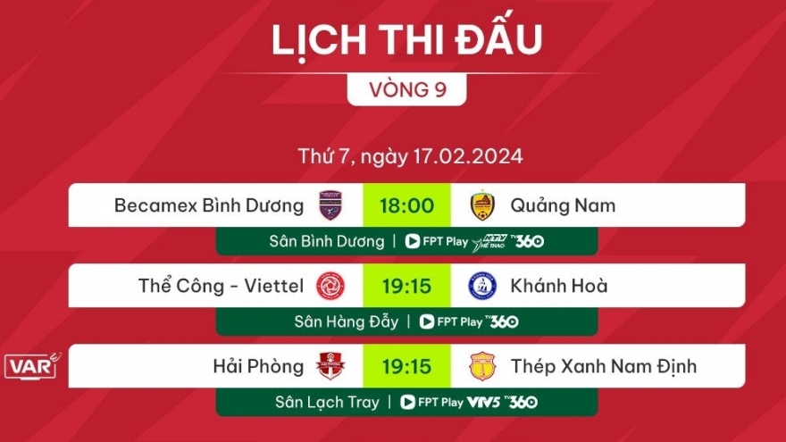 Lịch thi đấu và trực tiếp vòng 9 V-League 2023/2024: HAGL đá chung kết ngược