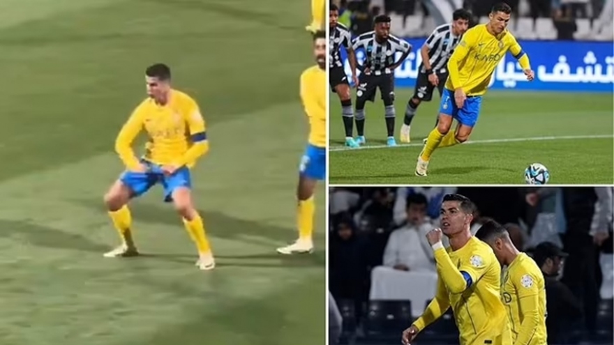 Cristiano Ronaldo hành động phản cảm trong chiến thắng của Al Nassr
