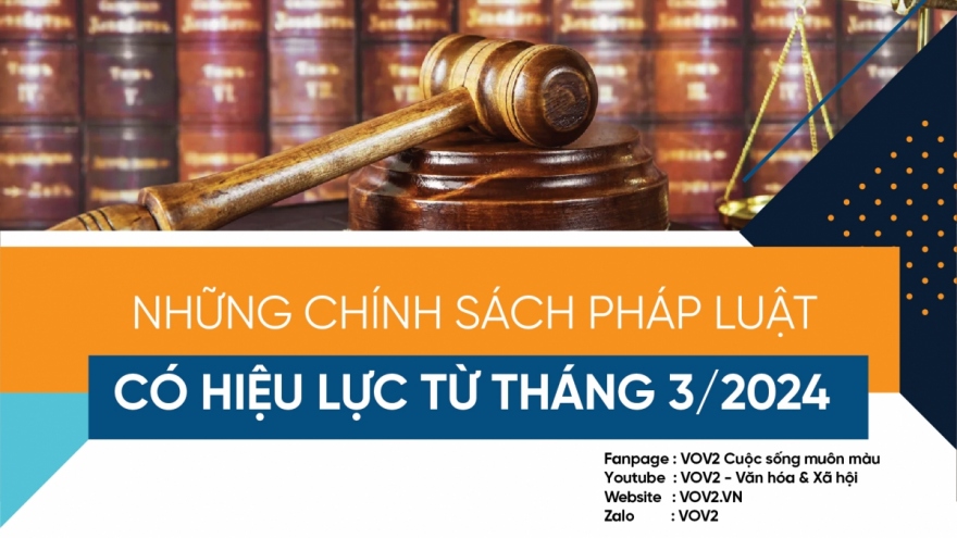 Những chính sách pháp luật có hiệu lực từ tháng 3/2024