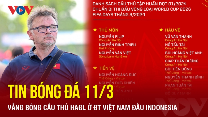 Tin bóng đá 11/3: Vắng bóng cầu thủ HAGL ở ĐT Việt Nam đấu Indonesia
