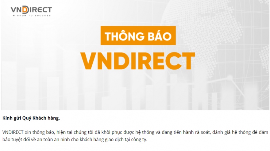 VNDirect sẽ kết nối lại với Sở giao dịch chứng khoán trong hôm nay 28/3