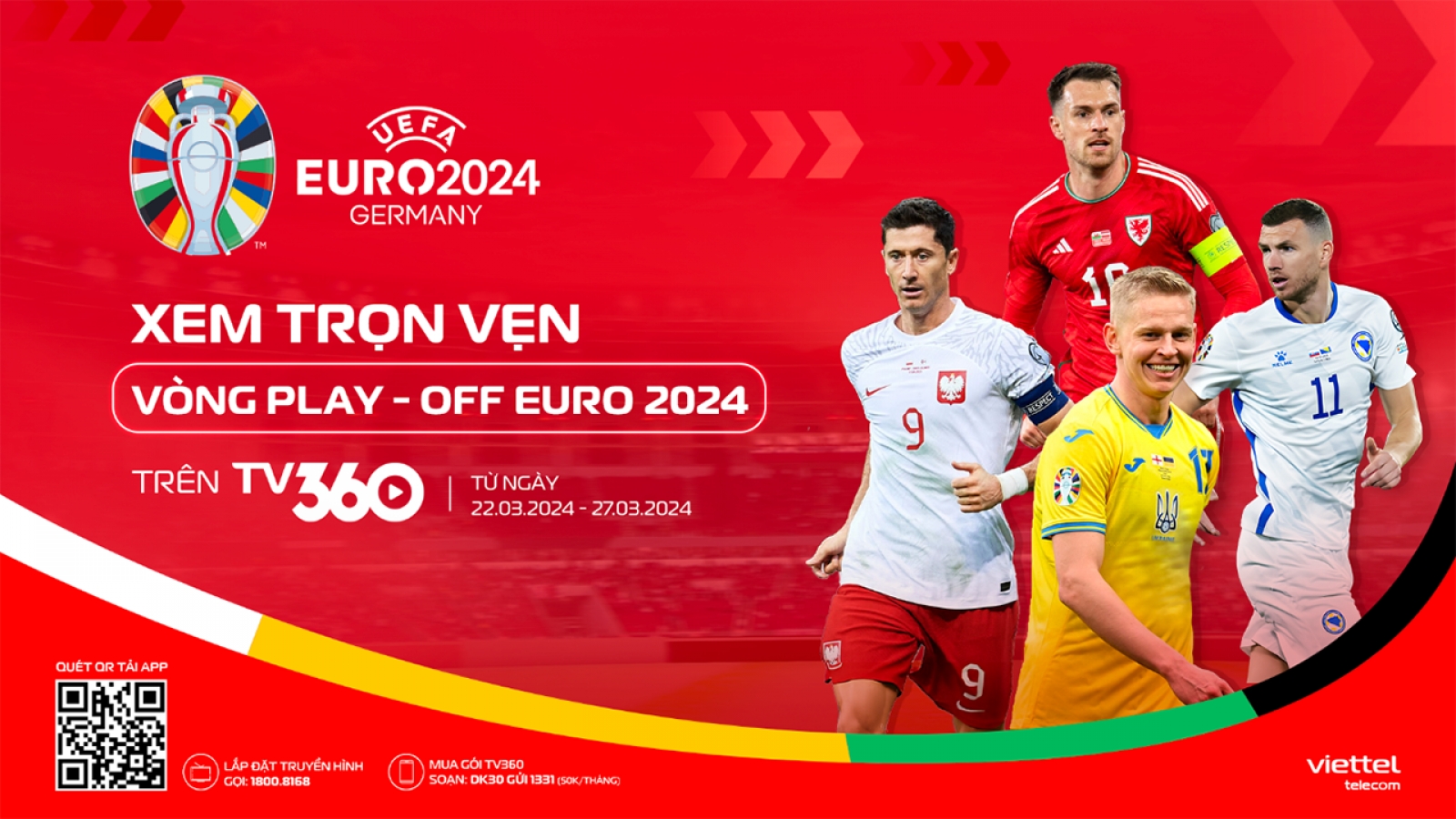 Đêm nay xem trực tiếp vòng play-off Uefa Euro 2024 trên TV360