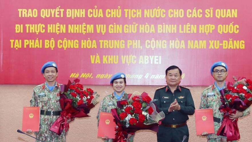 Three Vietnamese officers dispatched to UN peacekeeping missions