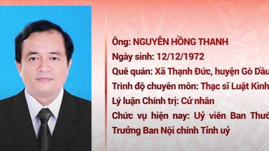 Ông Nguyễn Hồng Thanh làm Phó Chủ tịch UBND tỉnh Tây Ninh