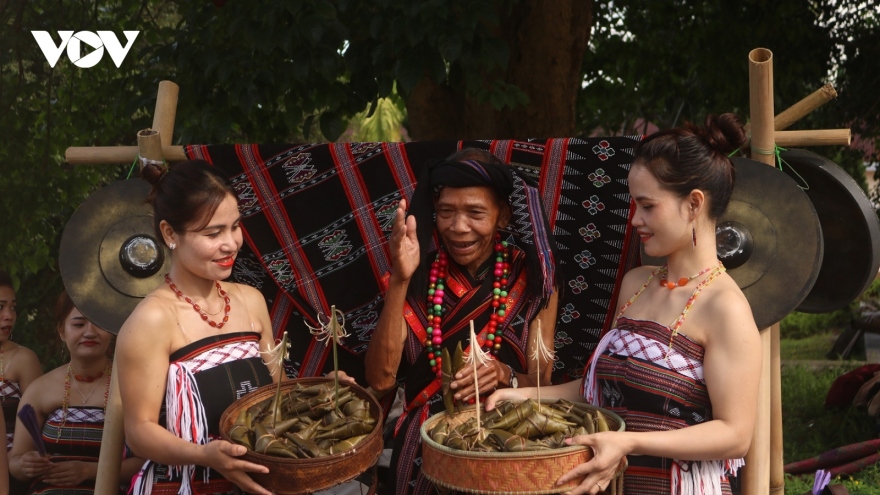 Reenactment of forest thanksgiving festival of Co Tu ethnic people