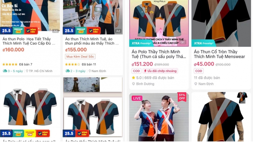 Shop thời trang online đua nhau bán trang phục 'bắt trend' thầy Thích Minh Tuệ