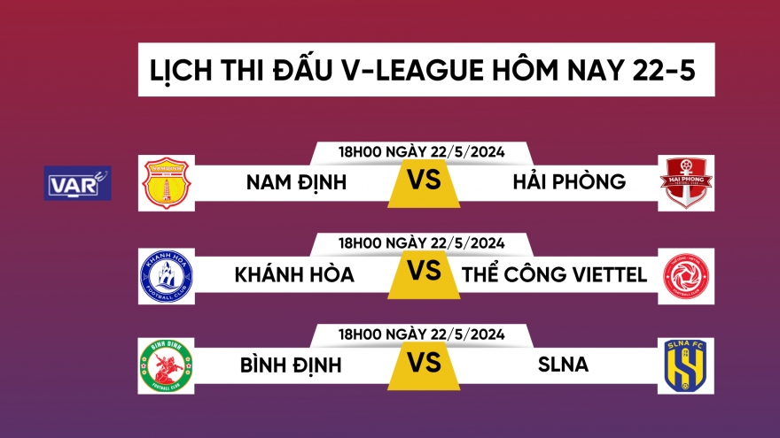 Lịch thi đấu và trực tiếp V-League 23/24 hôm nay 22/5: Nam Định đấu Hải Phòng