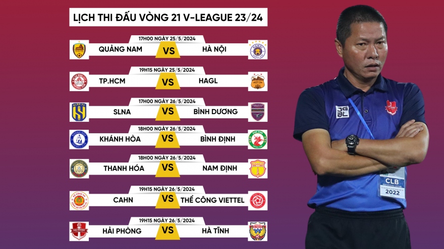 Lịch thi đấu vòng 21 V-League 2023/2024: Nam Định gặp khó, Hà Nội FC mừng thầm