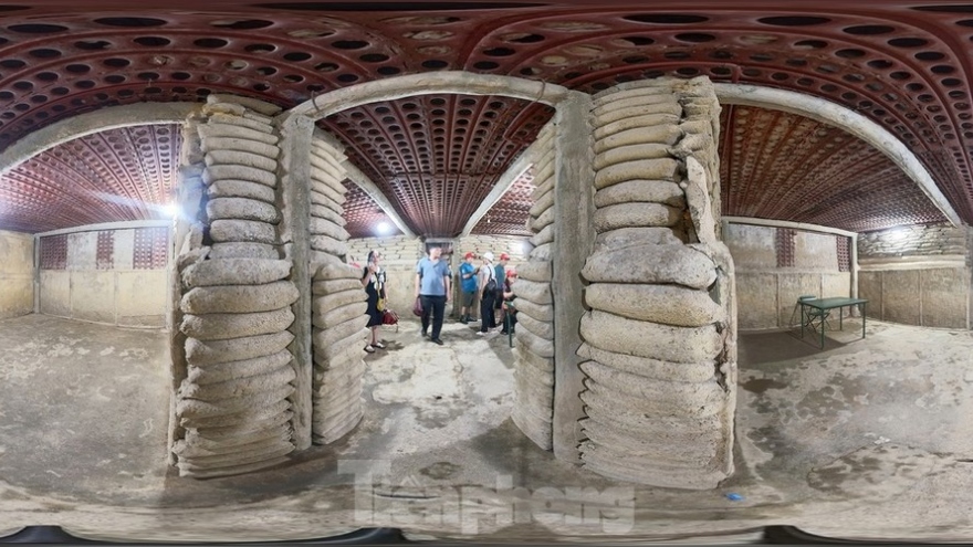 Inside command tunnel of French general De Castries in Dien Bien province