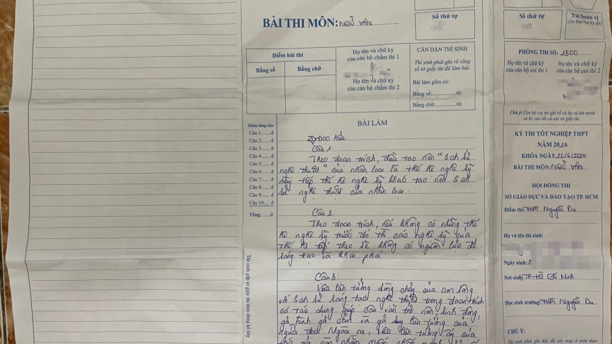 Giám thị ký sai, thí sinh tại TP.HCM không được bù giờ thi môn Ngữ văn