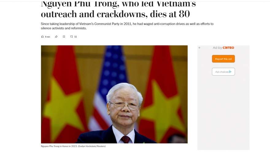 Vietnamese Party leader’s passing grabs international headlines
