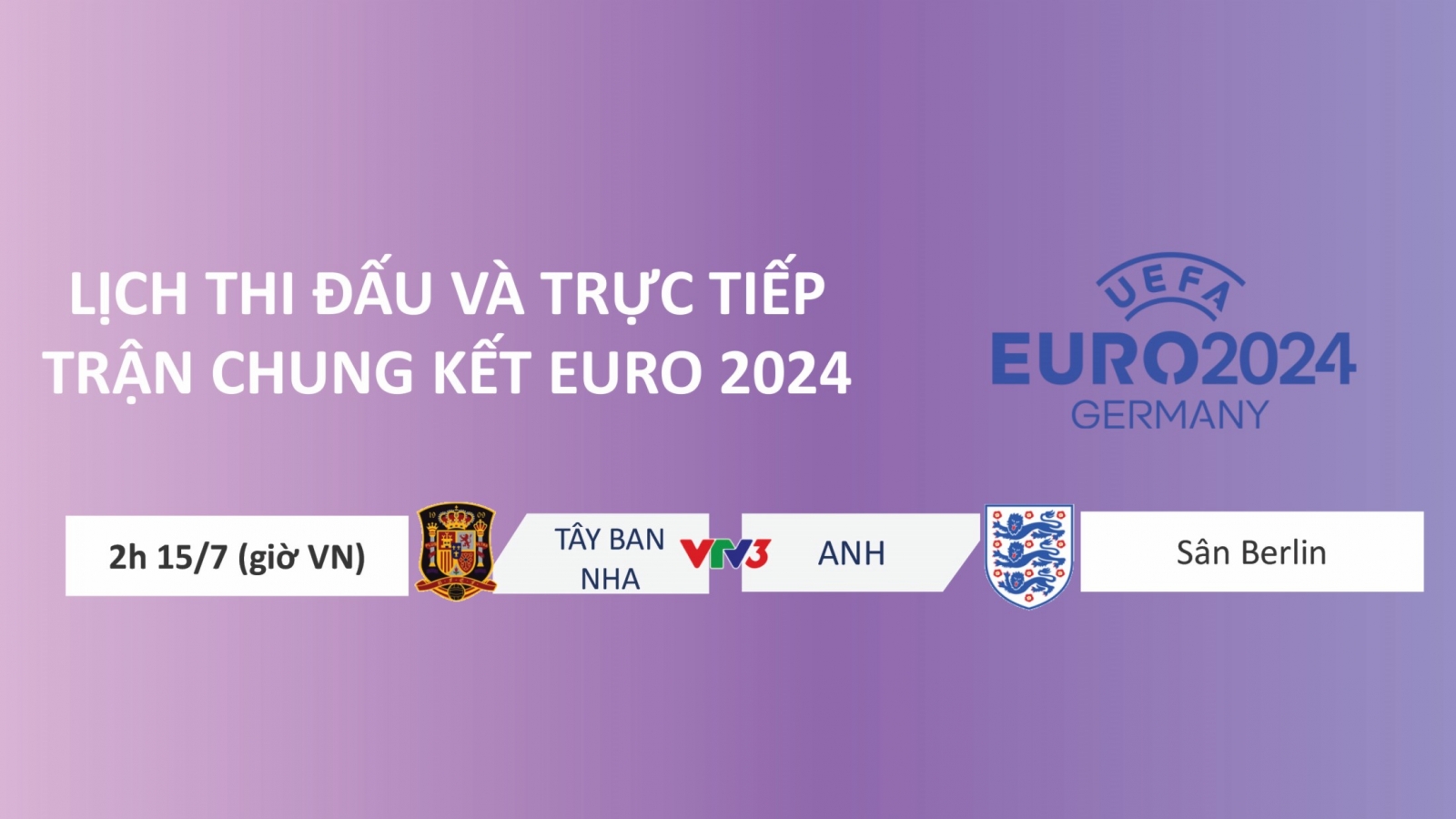 Lịch thi đấu chung kết EURO 2024: Tây Ban Nha chạm trán Anh