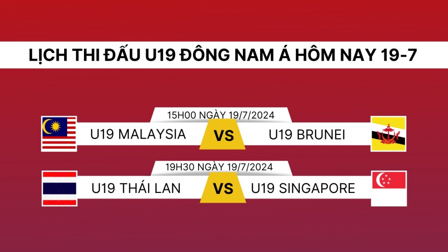 Lịch trực tiếp U19 Đông Nam Á 2024 hôm nay 19/7: U19 Thái Lan ra sân