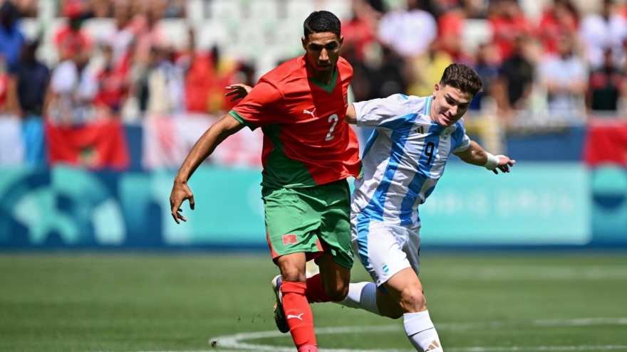 Trực tiếp Argentina 0-0 Morocco: Alvarez so tài Hakimi ở Olympic Paris