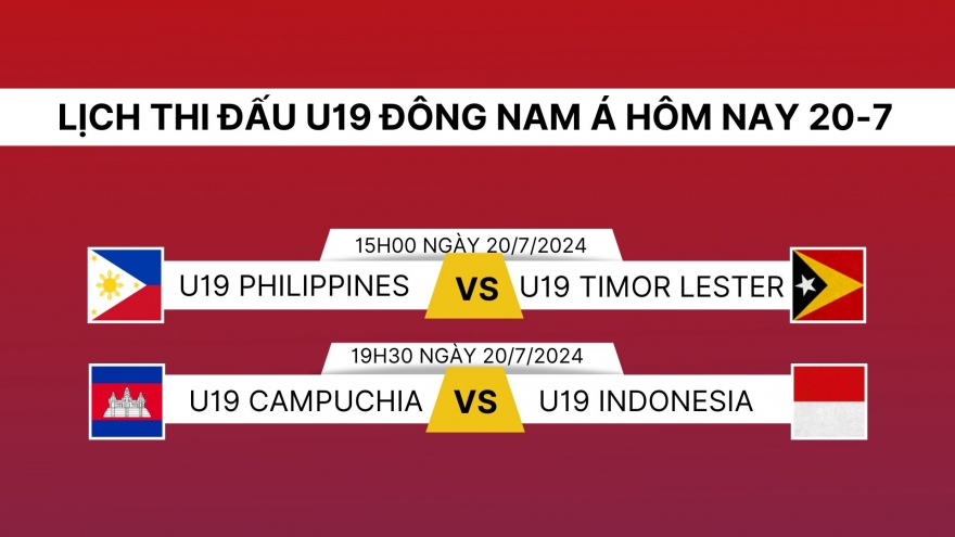 Lịch thi đấu và trực tiếp U19 Đông Nam Á 2024 hôm nay 20/7