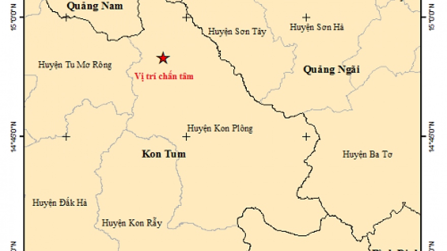 Xảy ra 2 trận động đất ở Kon Tum