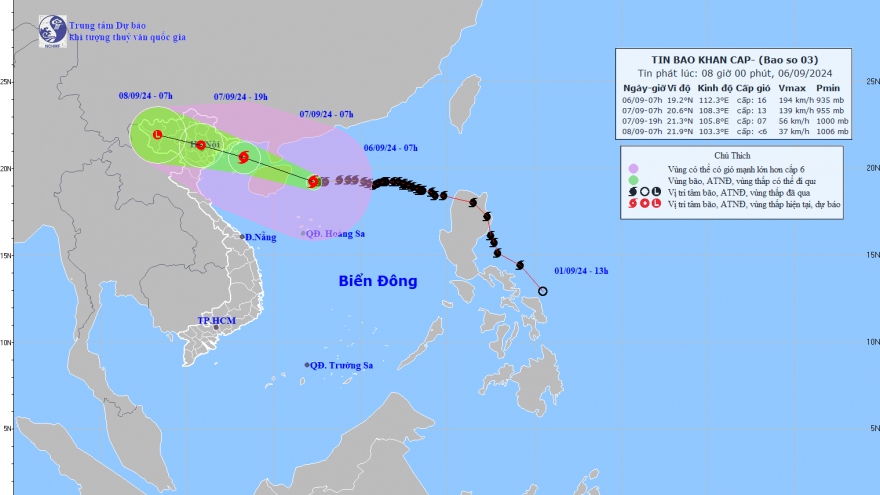 Bão số 3 giật trên cấp 17 tiếp tục tiến gần tới Bắc bộ
