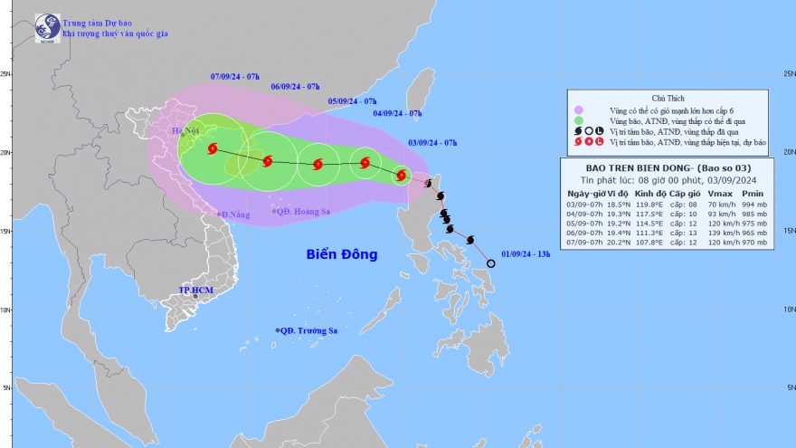 Bão số 3 có khả năng mạnh thêm