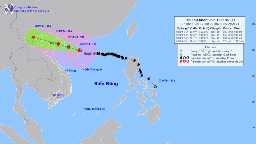 Siêu bão Yagi cách Quảng Ninh 420km, giật trên cấp 17