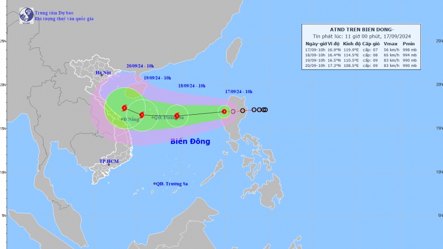 Áp thấp nhiệt đới giật cấp 9 đã tiến vào Bắc Biển Đông