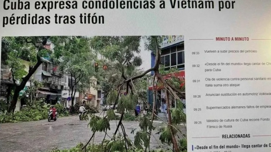 Cuban leaders extend condolences to Vietnam over losses caused by typhoon