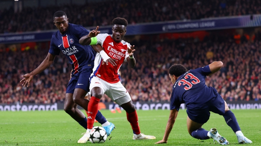 Kết quả Cúp C1 châu Âu hôm nay 2/10: Arsenal thắng thuyết phục PSG