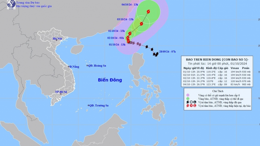 Bão số 5 di chuyển chậm và tiếp tục suy yếu