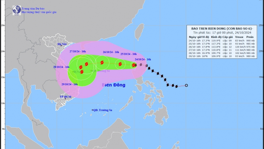 Bão Trà Mi vào Biển Đông trở thành cơn bão số 6
