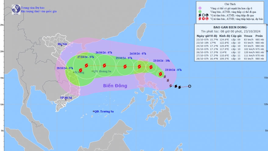Bão Trà Mi giật cấp 11 đang tiến nhanh vào Biển Đông