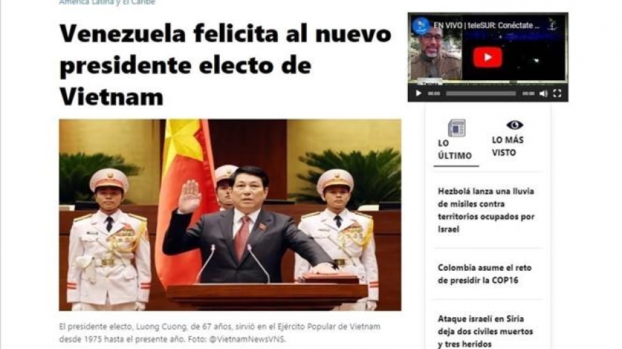 Lãnh đạo Venezuela chúc mừng Chủ tịch nước Lương Cường