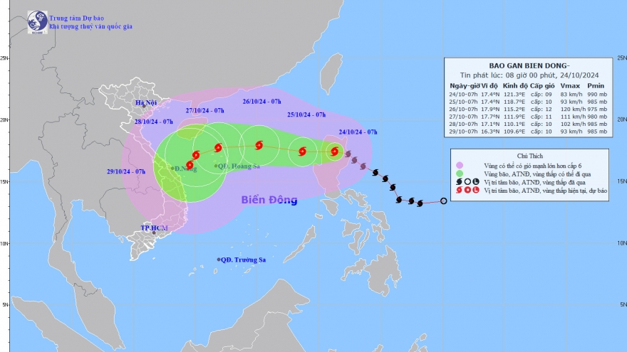 Bão Trà Mi giật cấp 11 đang áp sát Biển Đông