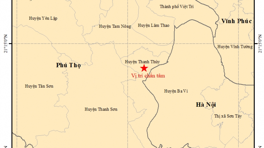 Xảy ra động đất tại Phú Thọ và Kon Tum