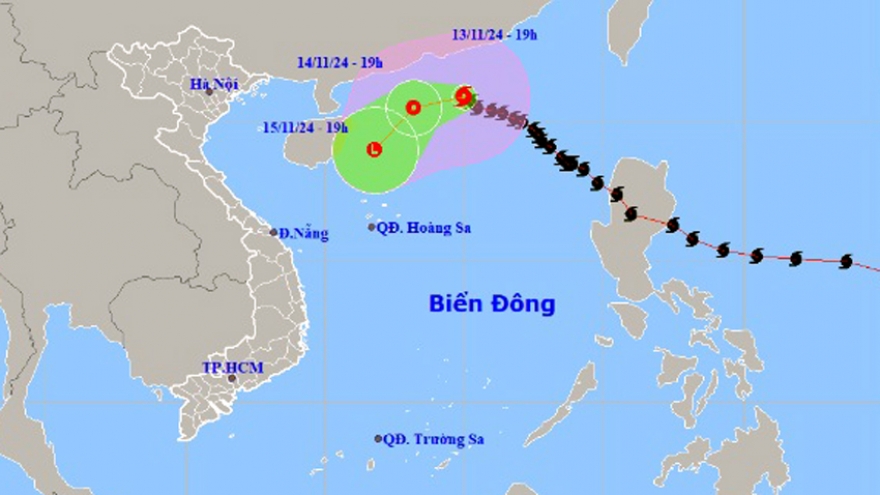 Bão số 8 đang ở Bắc Biển Đông, di chuyển theo hướng Tây Tây Bắc