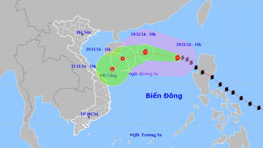 Bão số 9 cách quần đảo Hoàng Sa 600km, giật cấp 14