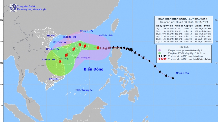 Bão số 7 giật cấp 17, có khả năng đổi hướng di chuyển