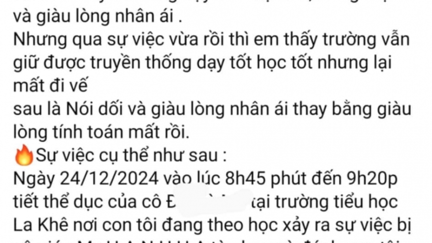 Vụ cô giáo bị "tố" kéo lê học sinh: Hiệu trưởng trường tiểu học La Khê nói gì?