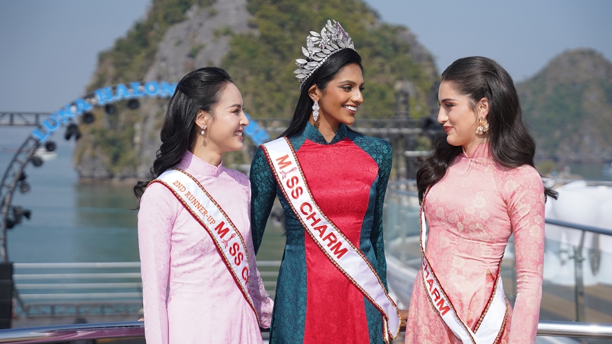 Top 3 Miss Charm 2024 khám phá vẻ đẹp Vịnh Di sản Hạ Long