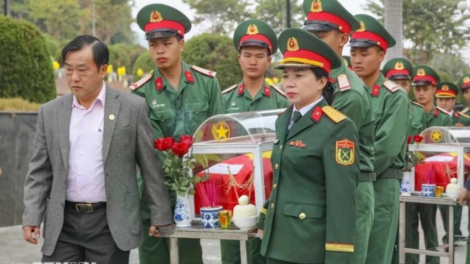 Memorial service held for fallen soldiers' remains repatriated from Laos