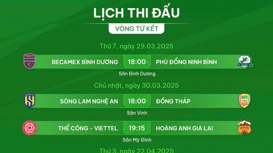 Lịch thi đấu và trực tiếp tứ kết Cúp Quốc gia 2024/2025: Tìm nhà vô địch mới