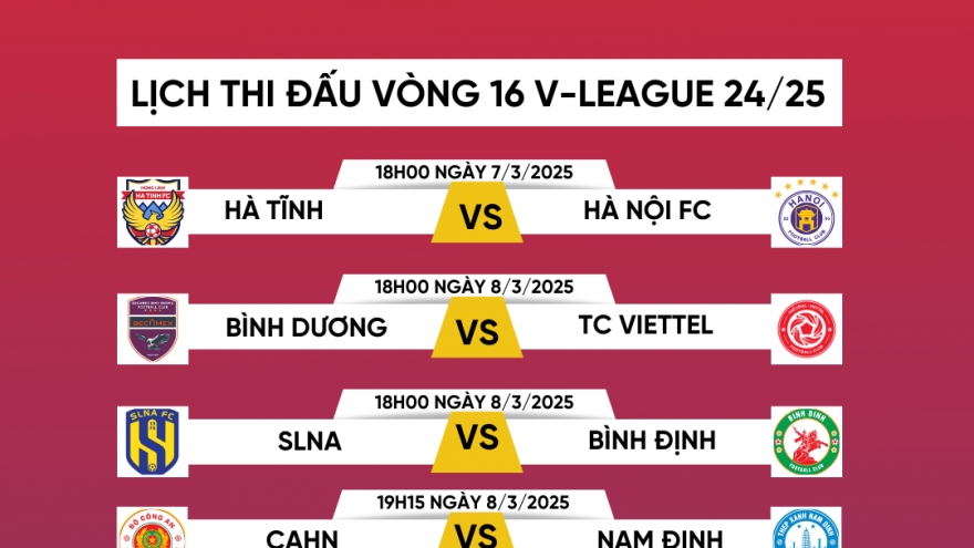 Lịch thi đấu và trực tiếp vòng 16 V-League 2024/2025: Đại chiến ở Hàng Đẫy