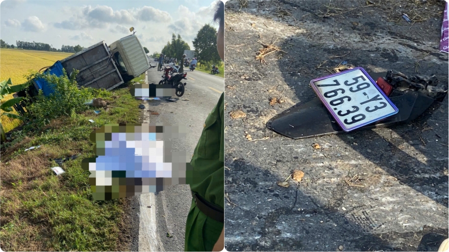 Hai người tử vong ở Long An do va chạm xe chở hàng