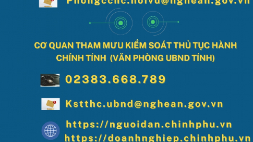 Nghệ An công bố điện thoại đường dây nóng tiếp nhận phản ánh thủ tục hành chính