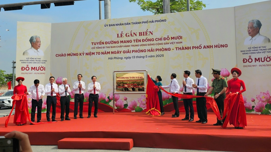 Hải Phòng gắn biển tuyến đường mang tên cố Tổng Bí thư Đỗ Mười