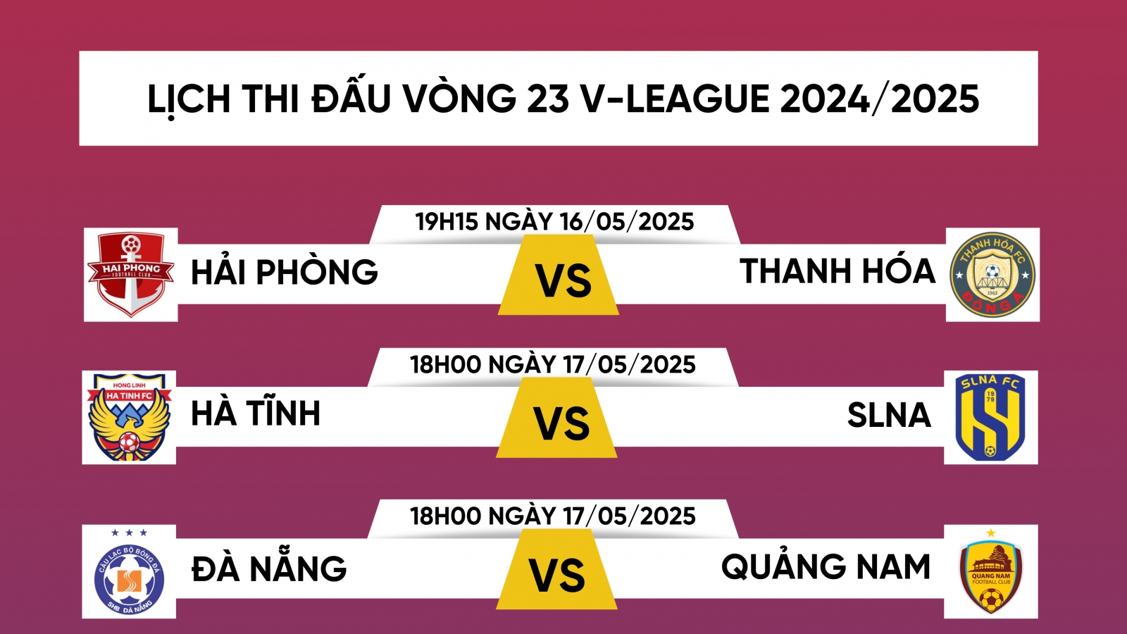 Lịch thi đấu vòng 23 V-League 2024/2025: Nóng ở Thiên Trường