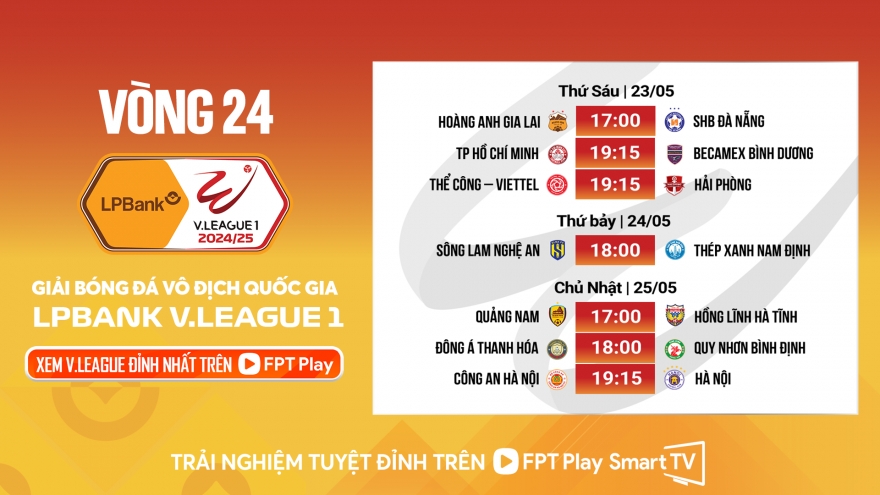 Lịch thi đấu vòng 24 V-League 2024/2025: Tâm điểm derby Thủ đô